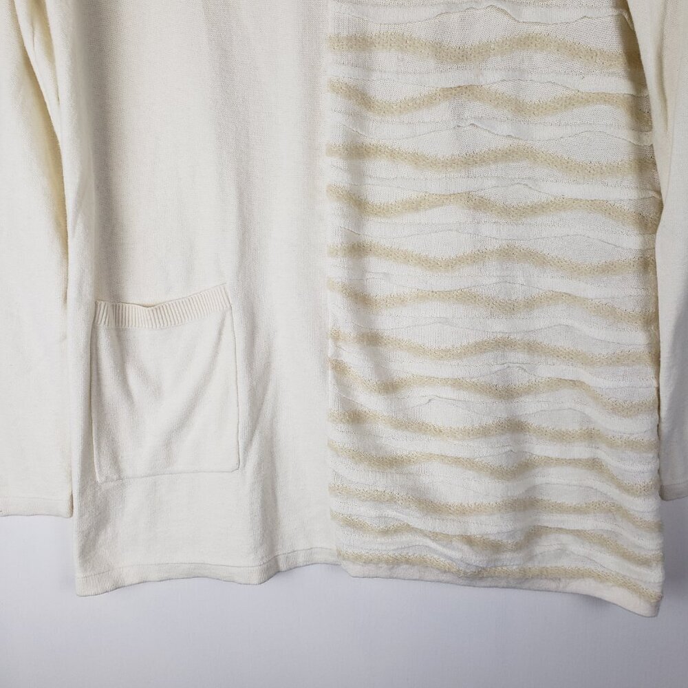Soft Surroundings Lyrical Cowl Neck Tunic Sweater Split Textured Ivory Womens M - Picture 3 of 6